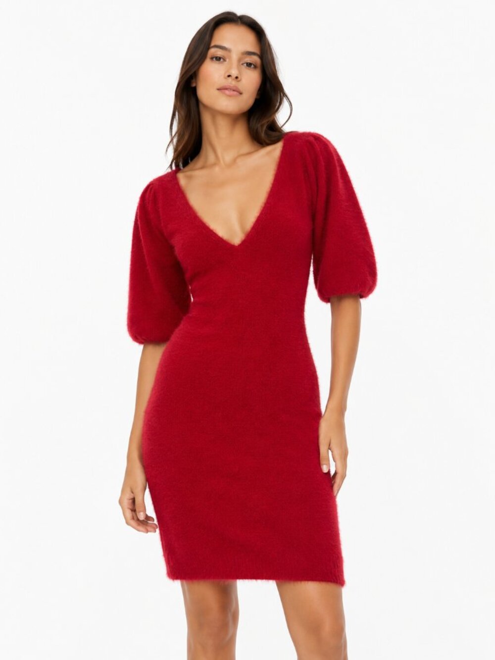 L'ACADEMIE RED FUZZY WINTER DRESS - XS